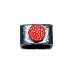 Oxidized Statement Ring With Red Pave Stone