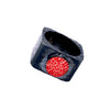 Oxidized Statement Ring With Red Pave Stone