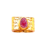 Gold Statement Ring With Pink Stone