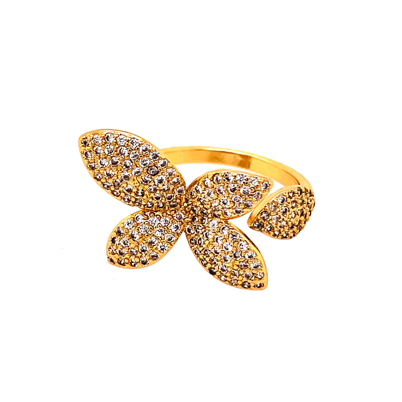Gold Pave Flower Ring
