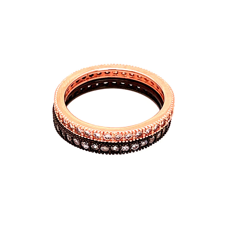 Band Rings in Rose Gold & Gunmetal (Set of 2)