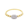 14K Gold Band Ring with Pave Center