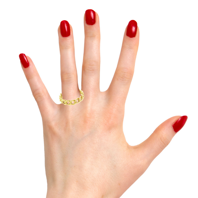 14K Cuban Link Band Ring