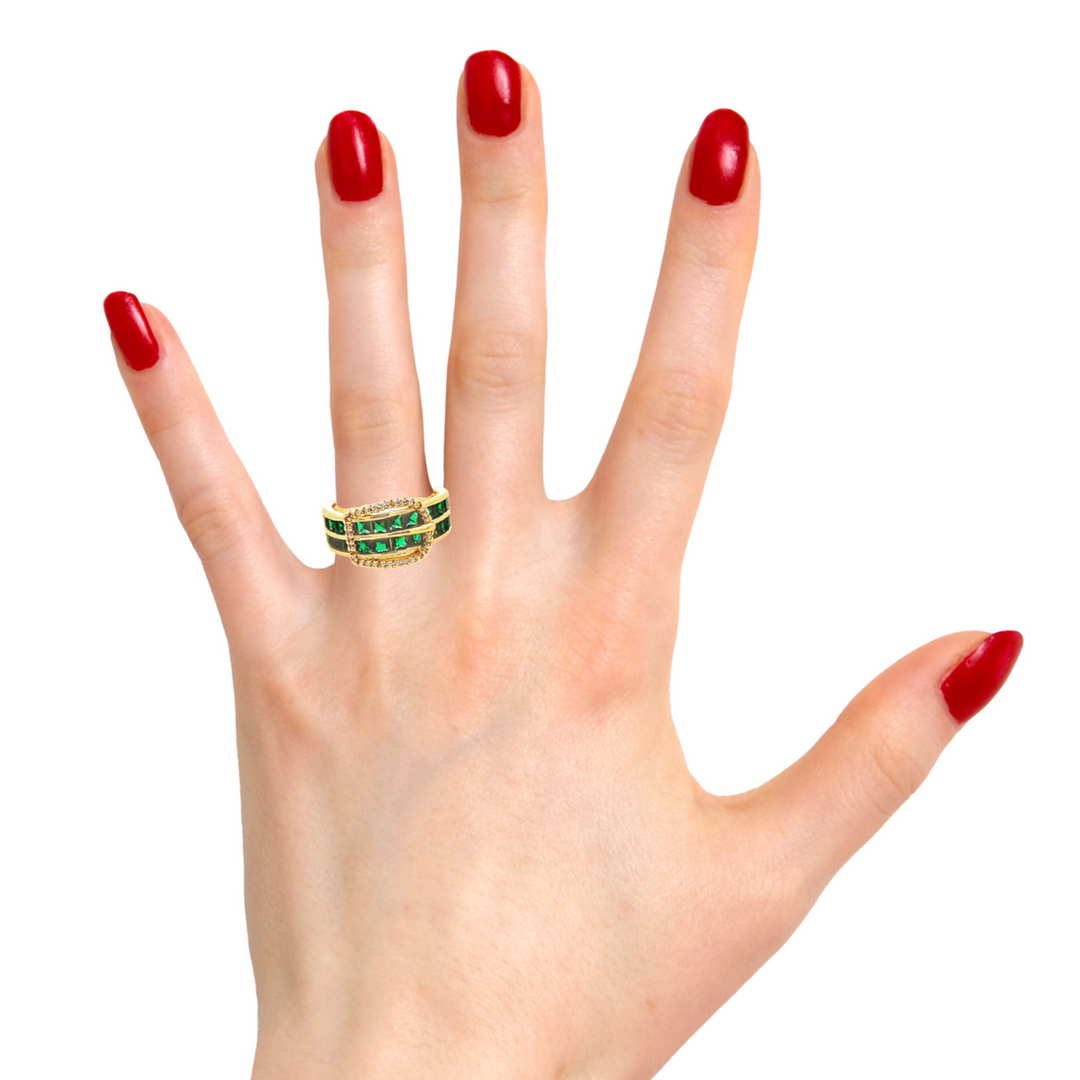 Emerald Buckle Ring