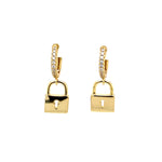 Huggies With Dangling Lock Charm