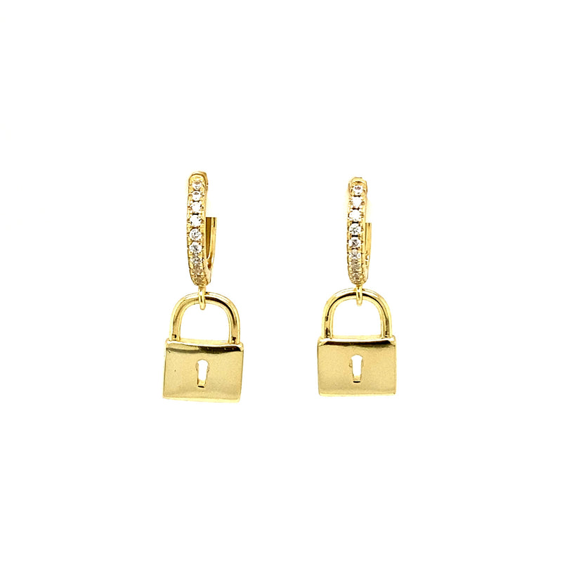 Huggies With Dangling Lock Charm