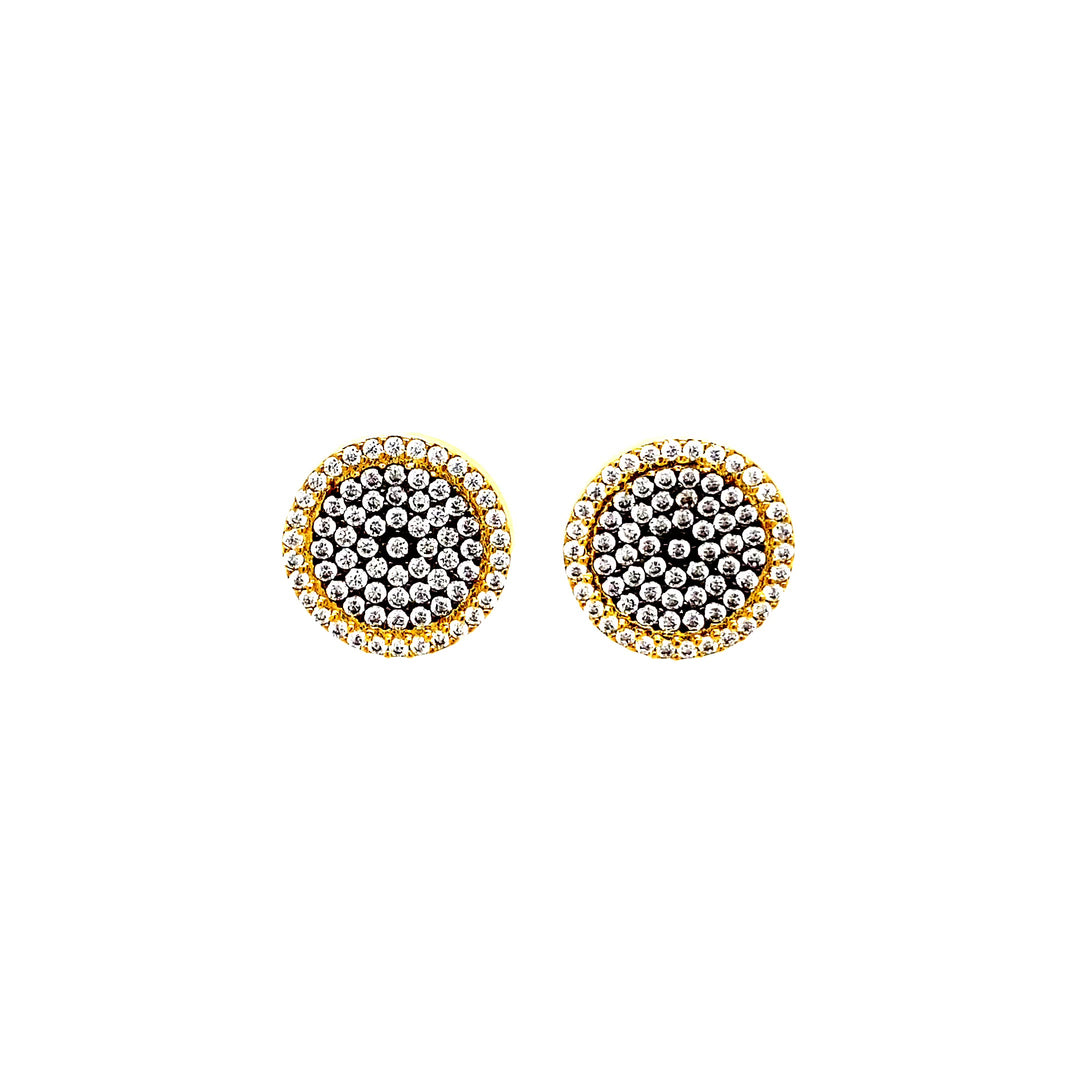 Two Tone Classic Round Crystal Studs
