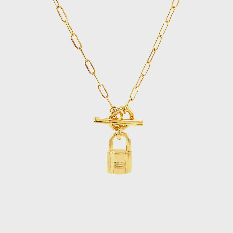 Mini Link Toggle Necklace With Lock Pendant – picntell