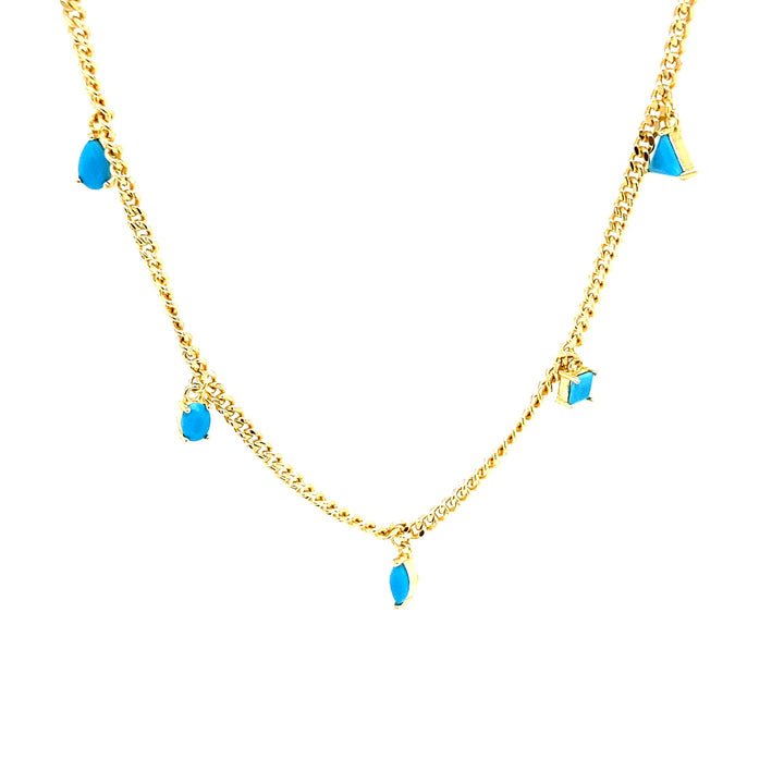Multi Shaped Turquoise Charm Necklace