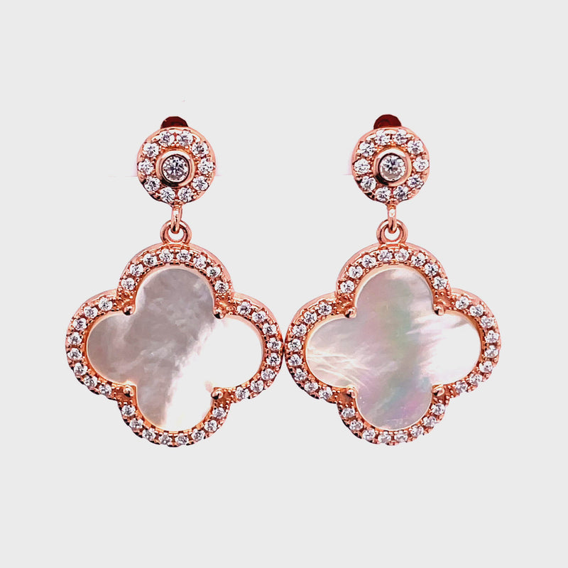 Mother of Pearl Clover Earring Set Gold - Tokasepeti