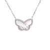 Mother-Of-Pearl CZ Butterfly Necklace In Silver