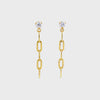 Oval Link Chain Linear Earrings in Gold