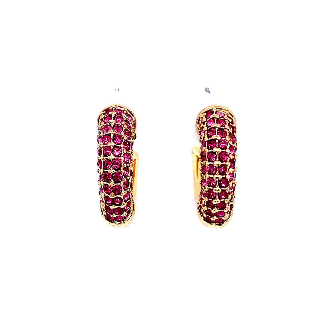 Chunky Medium Hoops with Ruby Detail