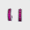 Pink Baguette Hoop Earrings