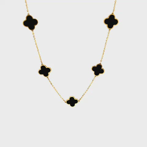 Single Black Onyx Clover Necklace in Gold (Small & Medium) – picntell