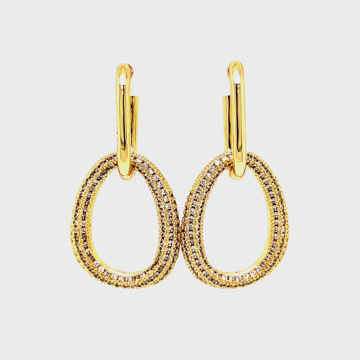 Double Large Oval Link Earrings in Gold