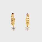 Small Link Chain Hoop with Dangling Charm