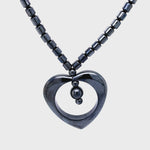 Black Beaded Heart Necklace