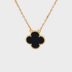 Single Black Onyx Clover Necklace in Gold (Small & Medium)