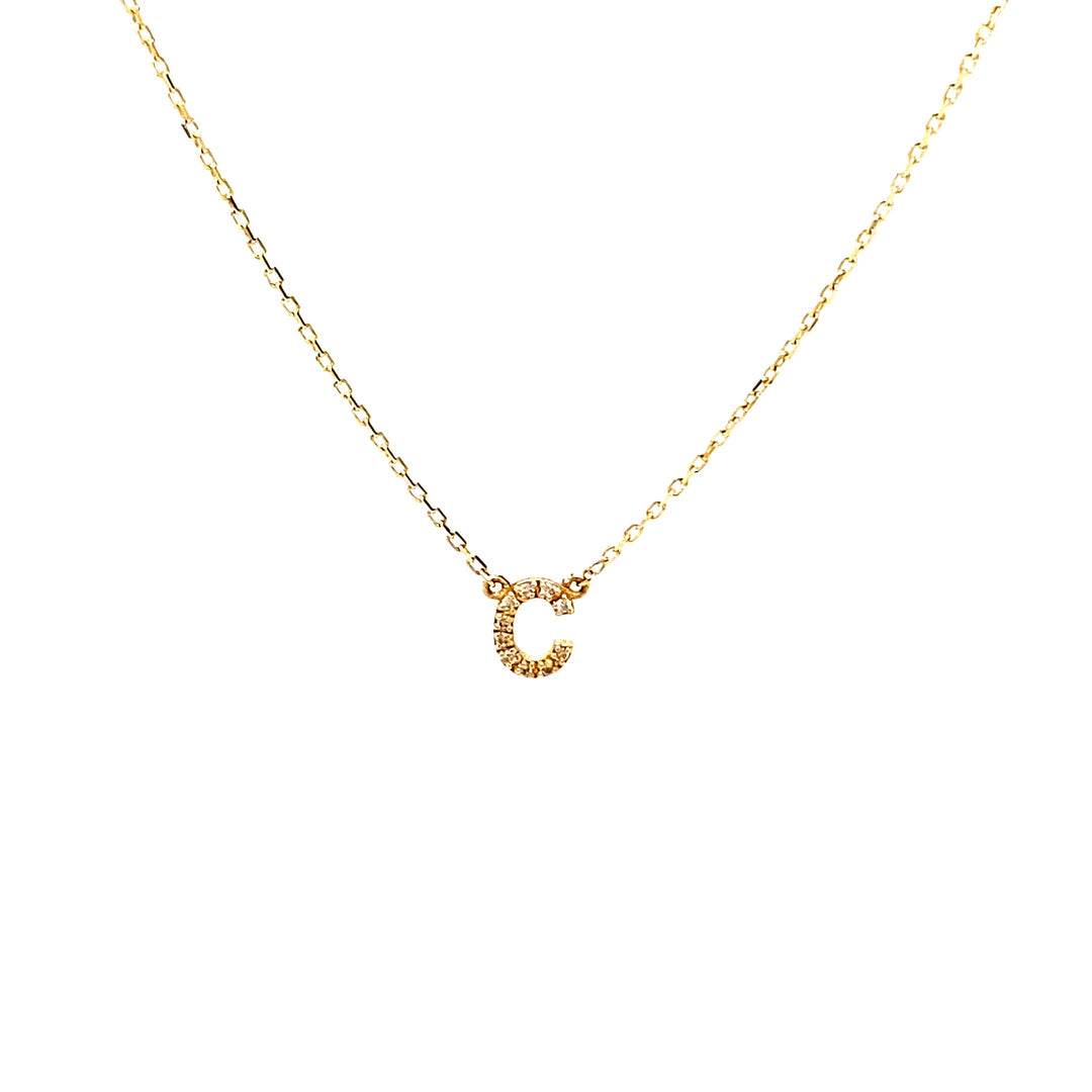 Custom 14K Gold & Diamond Mini Initial Necklace