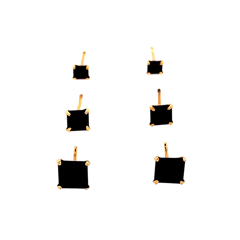 14k Black Square Studs
