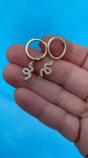 Sparkling Snake Drop Hoops in Gold