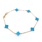 14K Gold Turquoise Clover Bracelet