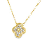 Pavé CZ Clover Necklace in Gold