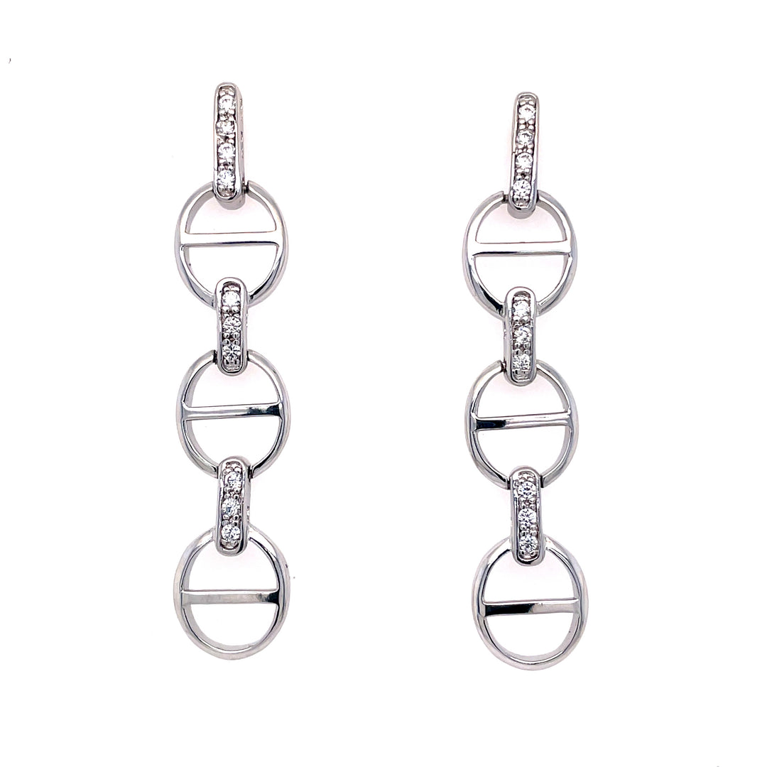 Link Style Drop Earrings in Silver