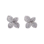 CZ Flower Earrings in Silver