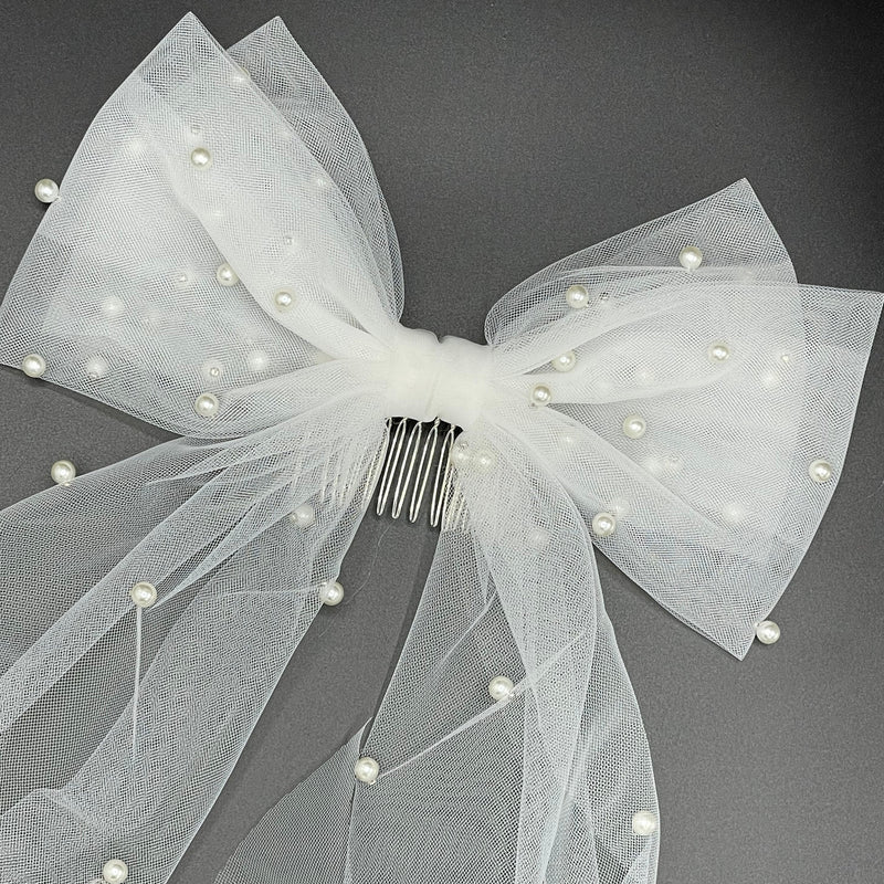 The Emily - Tulle Bow With Pearls