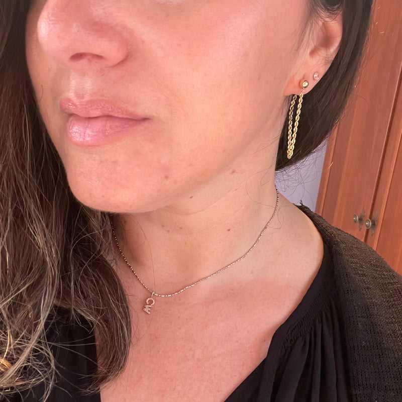 14K Gold Front Back Chain Earrings