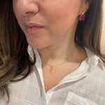 Fuchsia Pink Rectangle Earrings