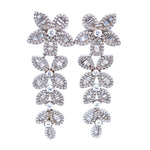 Sparkling Flower Statement Earrings in Silver