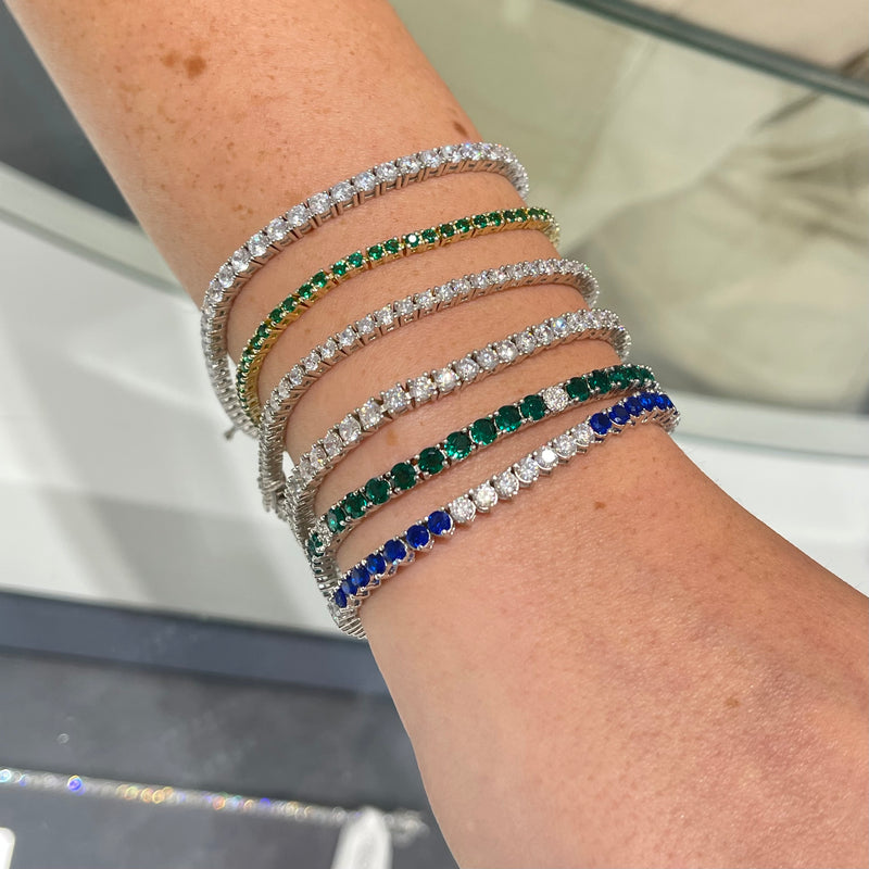 Sapphire & CZ Tennis Bracelet 3mm