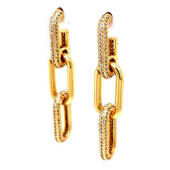 Round Curb Chain Earrings With Sparkling Top – picntell