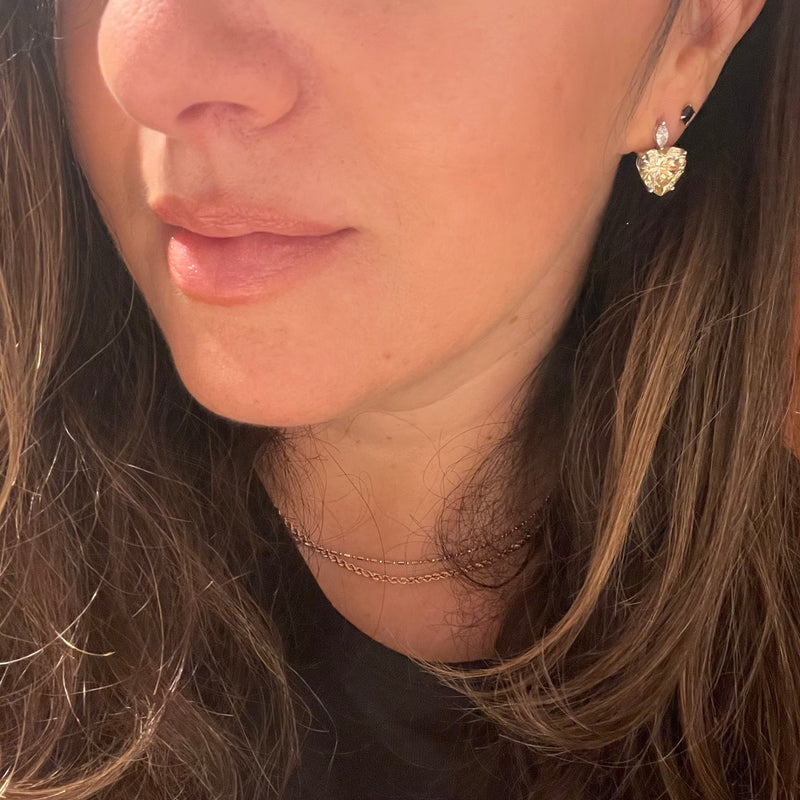 Yellow Heart Shaped Earrings