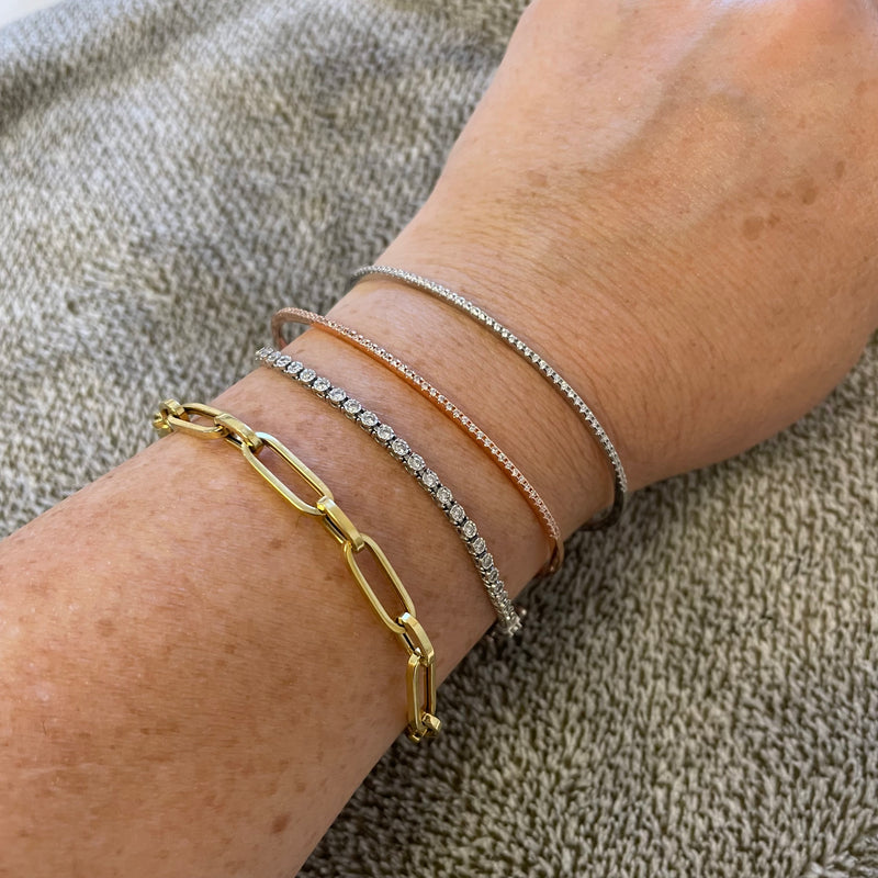 Pave Cubic Zirconia Bangle in Rose Gold