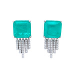 Teal Square Cut Statement Earring