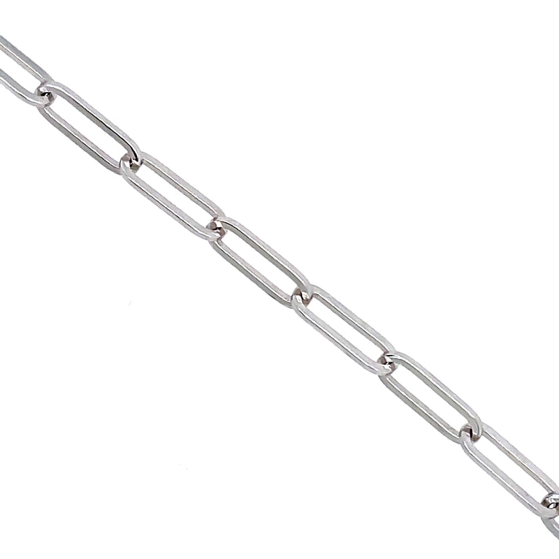 14K White Gold Paperclip Link Bracelet