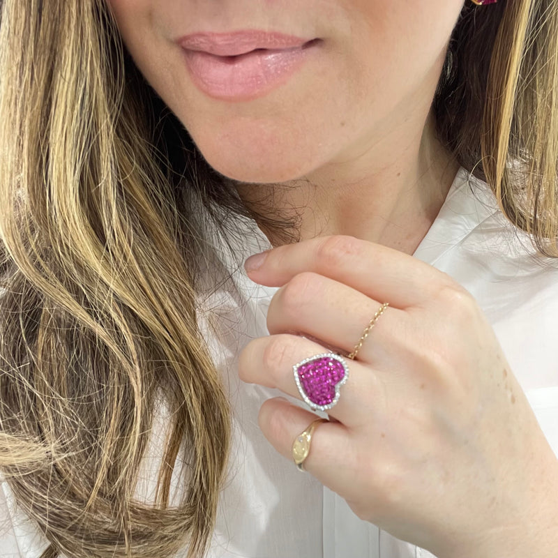 Pink Cubic Zirconia Heart Ring