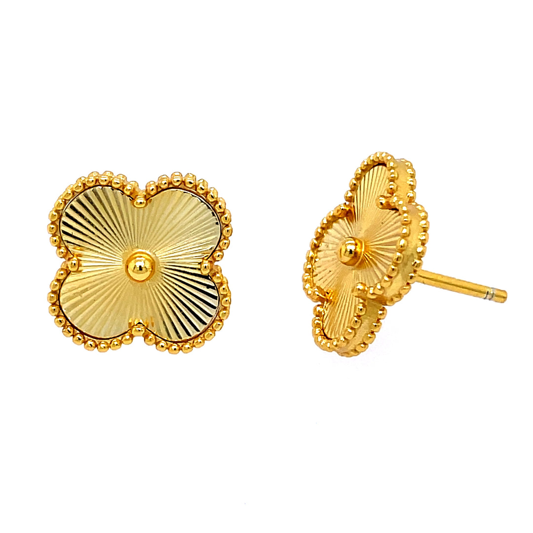 Textured Clover Studs in Gold