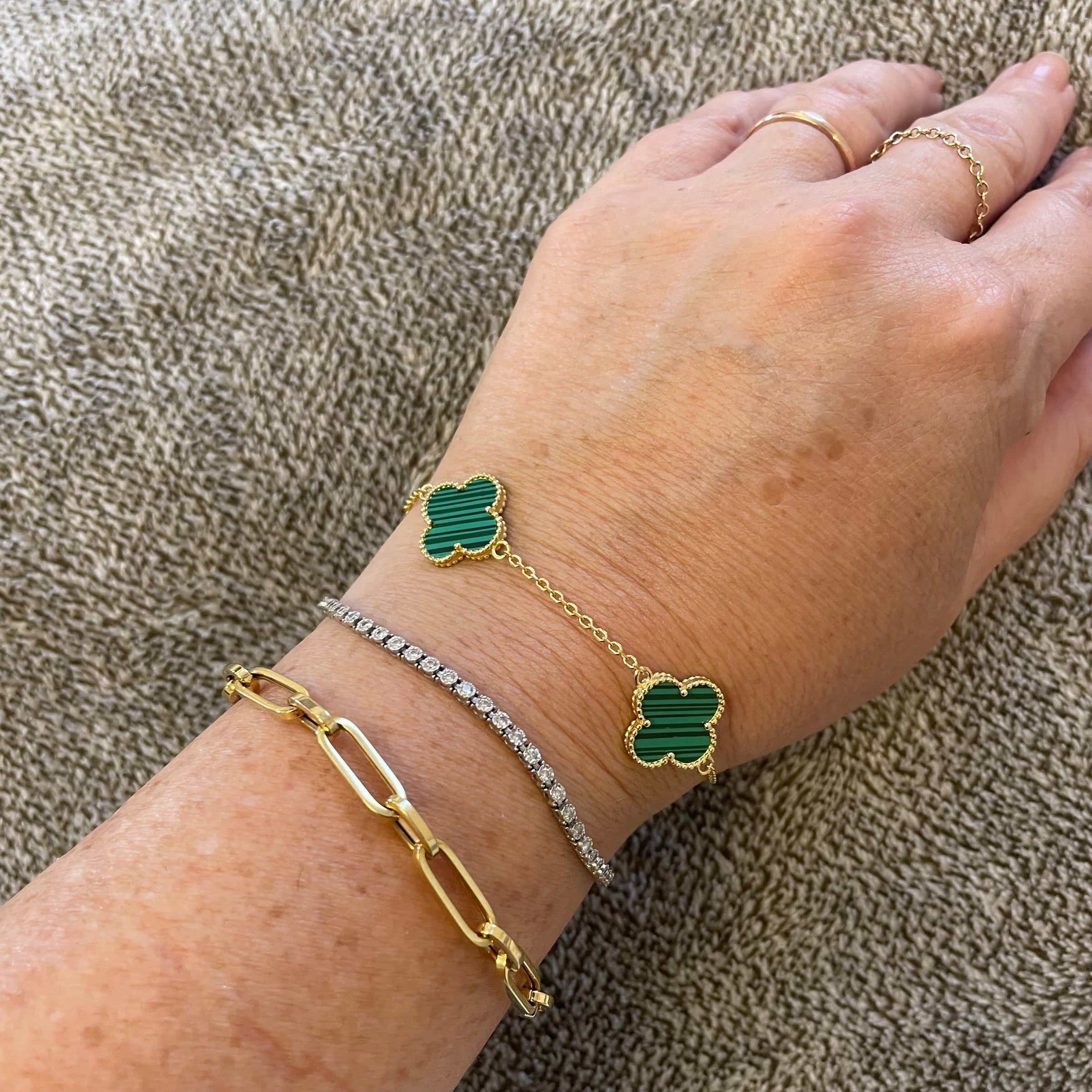 Green Three Clover Bracelet in Silver – picntell