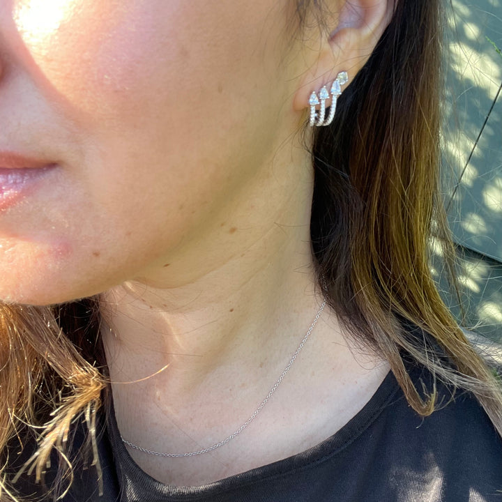 Three Tier Earrings With Cubic Zirconia