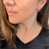 Emerald Cut Pink Stone Earrings