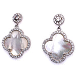 Silver Hanging Mother Of Pearl Clover Earrings