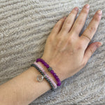 Purple Bead & Swarovski Crystal Stretch Bracelet
