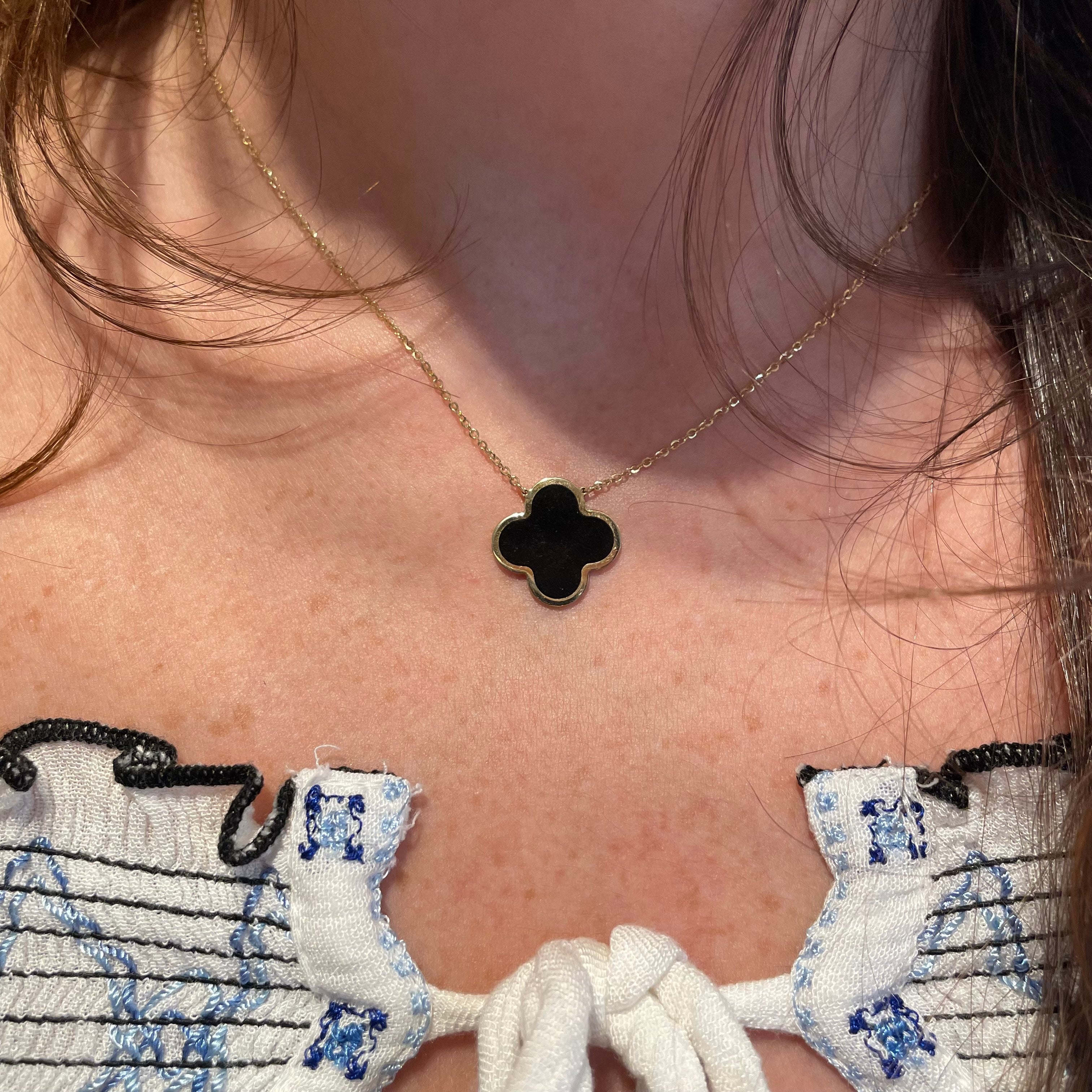 Black onyx on sale clover necklace