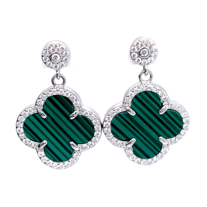 Green Hanging Clover Earrings