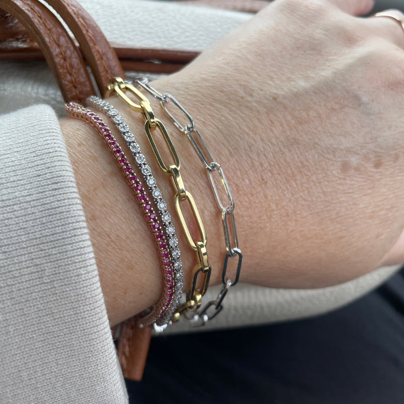 14K White Gold Paperclip Link Bracelet